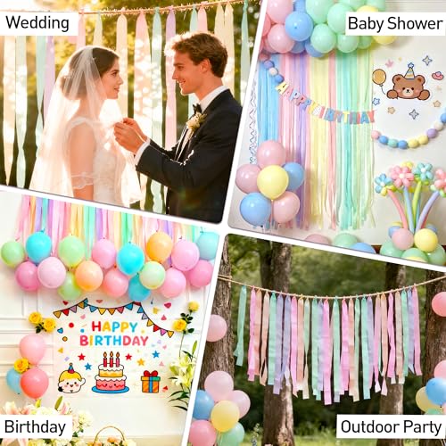 Oun Nana Pastel Rainbow Crepe Paper Streamers - 10 Rolls Color 1