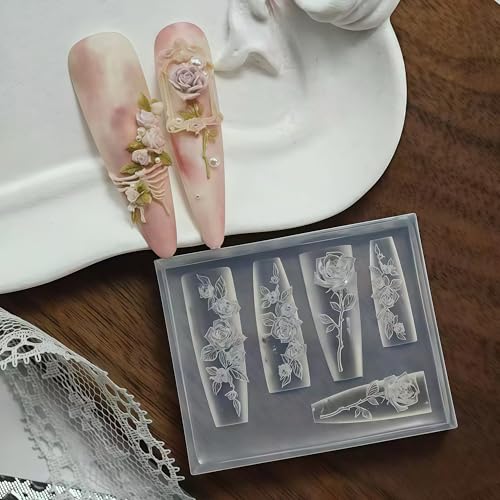 3D Flower Silicone Nail Art Mold for Gel and Acrylic Rose Embellishments