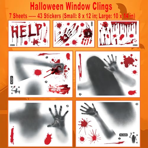 Halloween Window Clings - 43 PCS Removable Decor for Windows