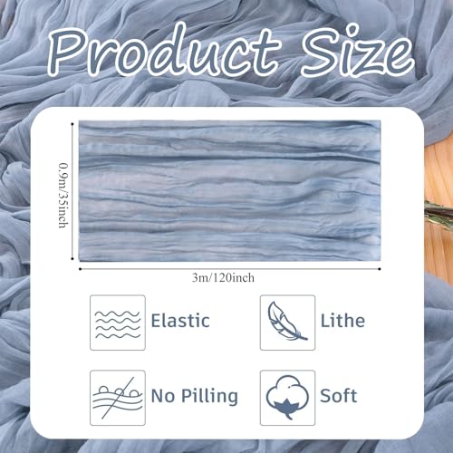 4 Pack Dusty Blue Cheesecloth Table Runner 10 FT Boho Semi Sheer Rustic Fabric