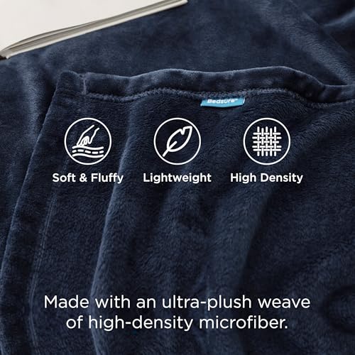 Bedsure GentleSoft Fleece Blanket - Full Size Navy, 84x90 inches