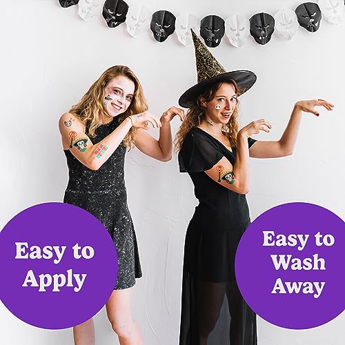 HOUSE OF PARTY Day of the Dead Temporary Tattoos - 87 Pack Waterproof Kids Halloween Party Favors
