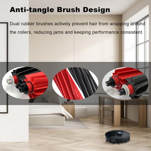 Soniicmomo Main Brush Replacement for Roborock S8 MaxV Ultra & S8 Max Ultra - Dual Rubber Brushes, Easy Install, Anti-Tangle, Quiet Floor Cleaning Set