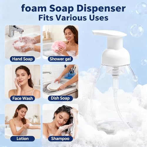 Foaming Soap Dispenser Pump Bottles - 2 Pack, 8 oz for Kitchen & Bath
