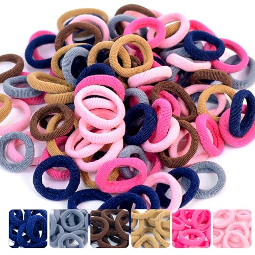 KTYDG 100 Pack Soft Seamless Hair Ties for Girls Neutral Colors