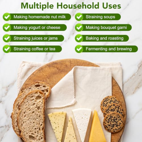 Reusable Cheesecloth - 10 Pack, 20x20 Inch Unbleached Cotton Strainer for Nut Milk, Yogurt & Broth