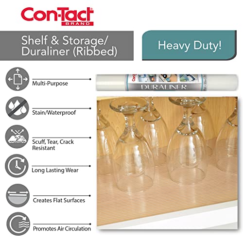 Con-Tact Premium Non-Adhesive Shelf & Drawer Liner, 20" x 4' Ribbed Clear