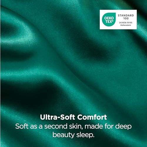 Bedsure Queen Satin Pillowcases Set of 2, Dark Green, 20" x 30"