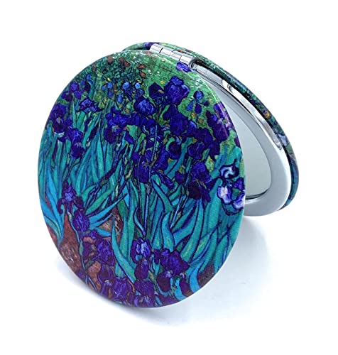 Aeisage Van Gogh Irises Pocket Mirror - Double Sided Small Travel Makeup Mirror