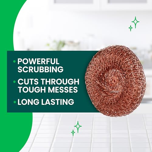Scotch-Brite Copper Coated Scrubbers - 3 Pack for Heavy Duty Cleaning