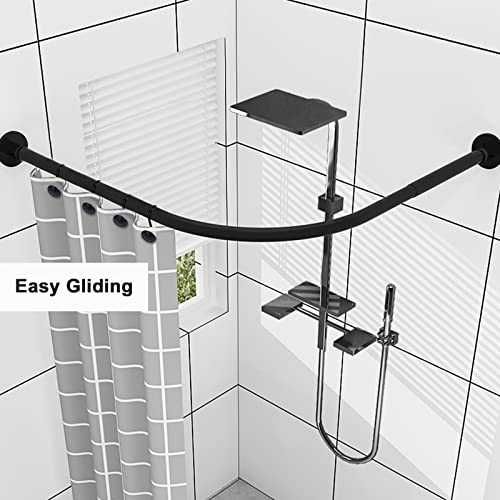 12-Piece Rust-Proof Metal Shower Curtain Hooks - Black Zinc Alloy S-Hooks