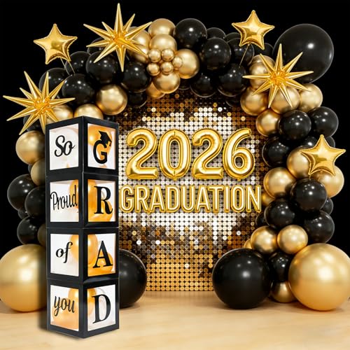 2026 Graduation Decorations Kit - 4 Balloon Boxes & 20 Balloons