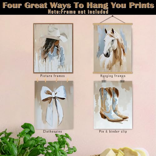 Cowgirl Wall Art Prints Set of 4 – Unframed Western Decor 8x10