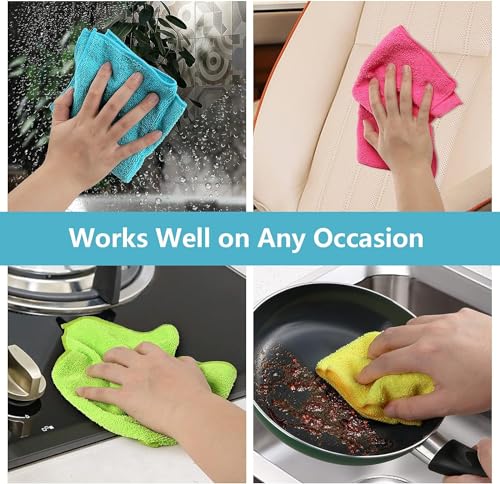 HOMEXCEL 12PK Multicolor Microfiber Cleaning Cloths, 11.5x11.5in