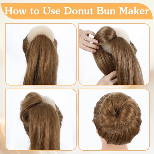 JJUNW 36-Piece Hair Bun Maker and Styling Set with Nets, Bands, and Pins