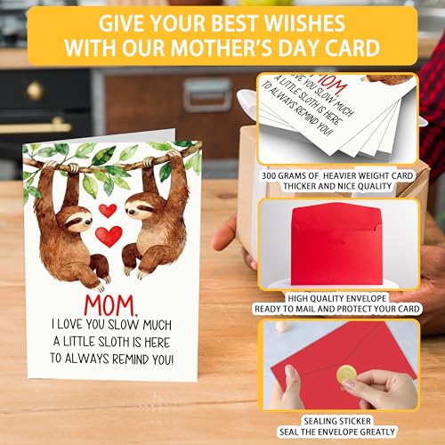 Funny Sloth Mother's Day Card - I Love You Slow Much