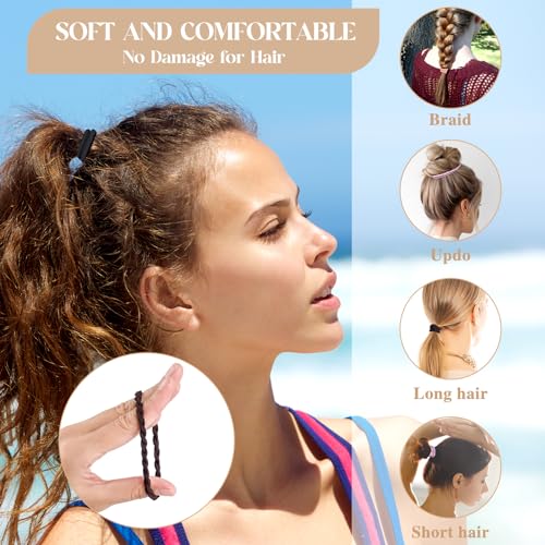 BOUBONI 24Pcs Boho Hair Ties & Bracelet Hair Bands for Women