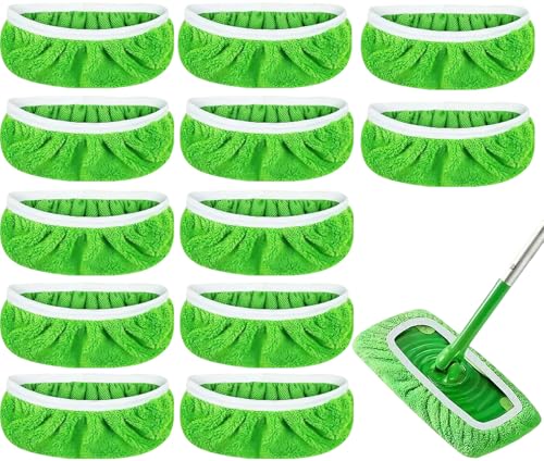 12-Pack Washable Coral Fleece Mop Pads for Swiffer Mops