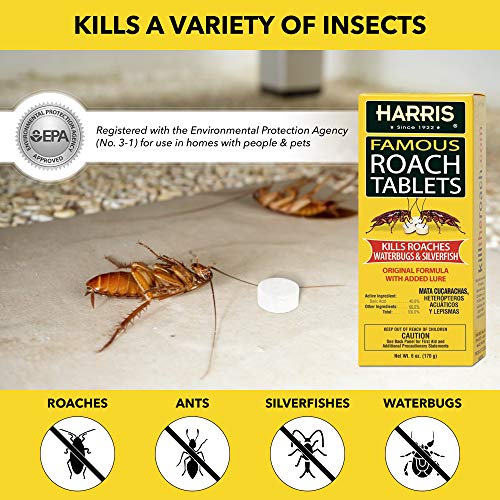 Harris Roach Tablets - Boric Acid Insect Killer (6 oz, 145 Tablets)
