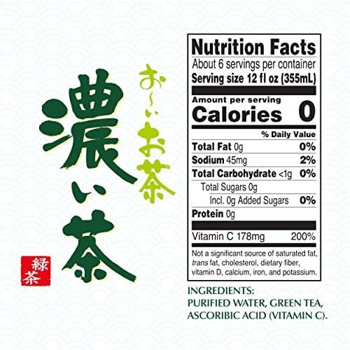 ITO EN Oi Ocha Unsweetened Bold Green Tea 2 Liter Bottle (Pack of 6) Unsweetened Zero Calories