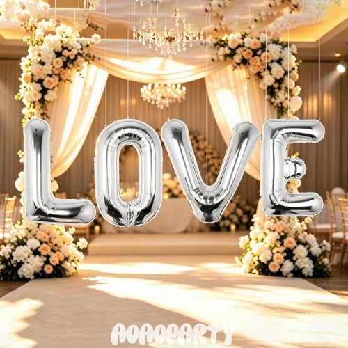 AOAOParty 40 Inch Silver Letter Balloon S Big Foil Mylar Party Decor