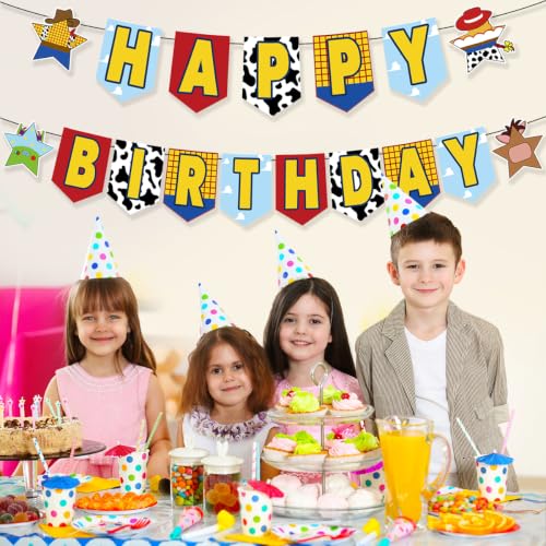 Large Cartoon Toy Themed Birthday Banner for Kids & Adults