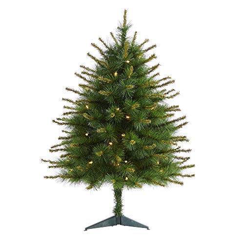 3ft Artificial Christmas Tree with Pre-Loaded Lights and Bendable Branches
