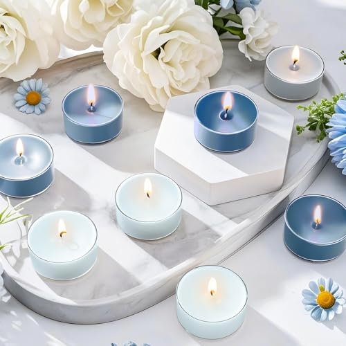 Honoson 12-Pack Gradient Blue Scented Tea Lights - 6 Assorted Fragrances