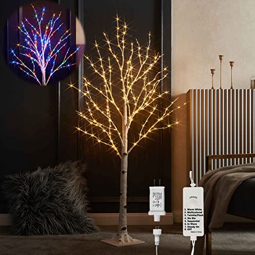 4FT Lighted Birch Tree with 8 Functions - Indoor & Outdoor LED Decor