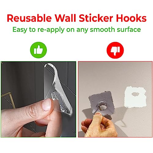 Synra Transparent Adhesive Wall Hooks - 8 Pack, Rotatable & Reusable