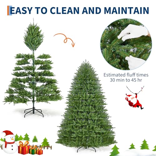 7.5ft Artificial Christmas Tree with Dense Branch Tips and Metal Stand - Full & Realistic Holiday Decor