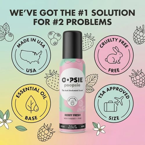 Oopsie Poopsie Berry Fresh Toilet Spray - 2 Fl Oz Travel Deodorizer
