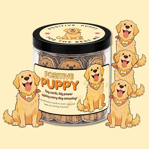 Positive Affirmation Jar with Golden Retriever - 60 Uplifting Cards for Women & Kids - Encouragement Gift, Positive Support, Stress Relief