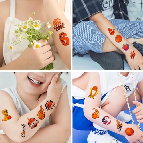 Basketball Temporary Tattoos - Waterproof Sports Party Favors 100 Sheets