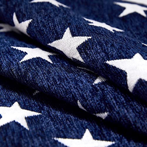 Chenille Throw Pillow Covers Set of 2 - 16x16 Navy Stars