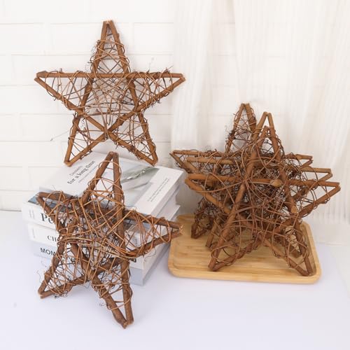 6 Pcs 12 Inch Star Shaped Natural Grapevine Wreath Set for DIY Crafts, Christmas & Home Decor