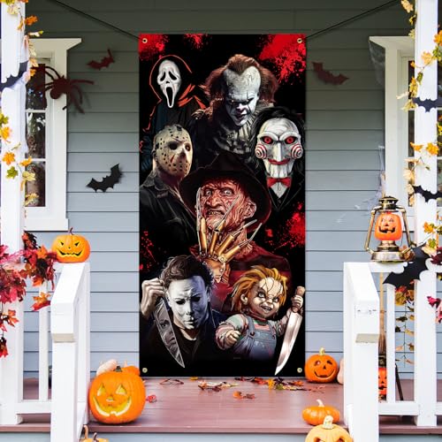 Halloween Horror Movie Door Cover Banner - Spooky Indoor & Outdoor Decor