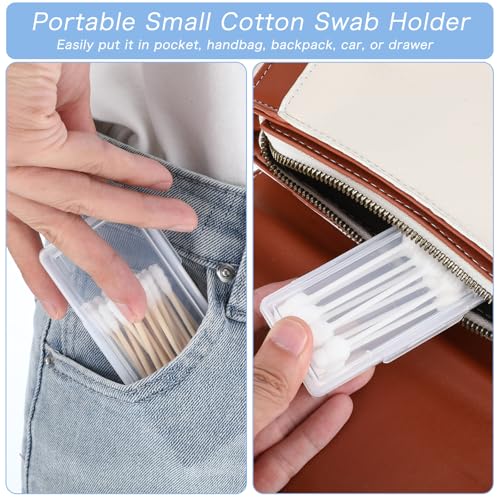 4-Pack Portable Cotton Swab Holders - Clear Travel Cases