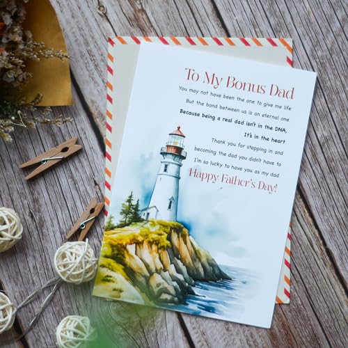 Heartfelt Father's Day Card for Bonus Dad with Seal & Envelope