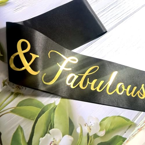 34 & Fabulous Sash - Black and Gold Birthday Accessory