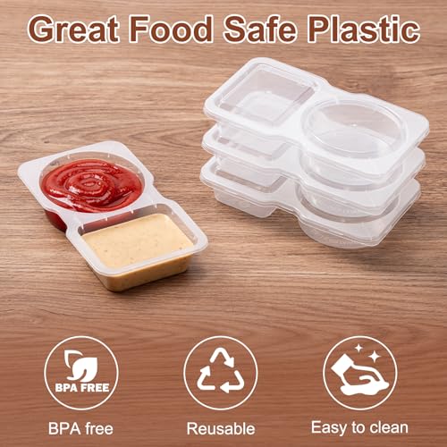 Husfunov 15 Reusable Snack Containers with Lids - Double Compartment