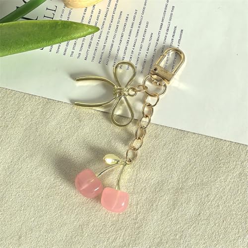 Mini Cherry Bag Charm Keychain for Women - Cute Purse Accessory