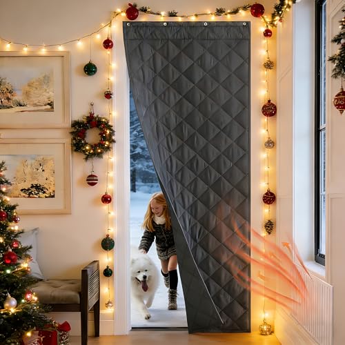 NICETOWN Thermal Insulated Door Curtain, 34"x82", Grey - Energy Saving & Windproof
