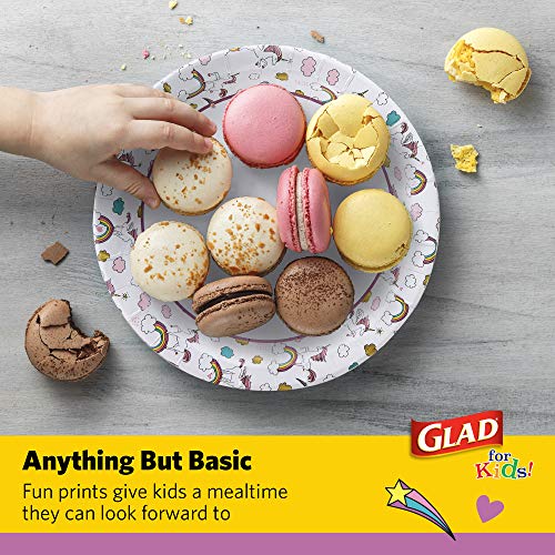 Glad for Kids Unicorn Disposable Paper Plates, 8.5 Inch, 120 Count