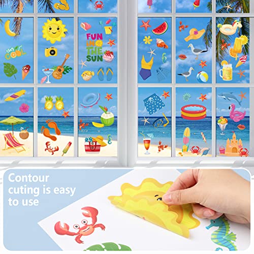 Hianjoo 104-Piece Summer Window Clings - Hawaiian Decals Set
