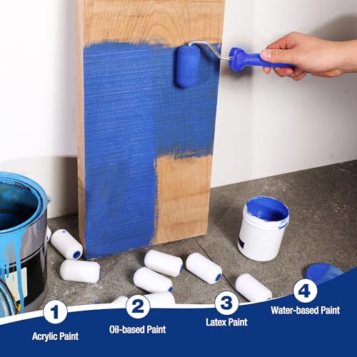 WORKPRO 2.5 Inch Mini Foam Paint Rollers 12-Pack for Small Projects & Touch-Ups