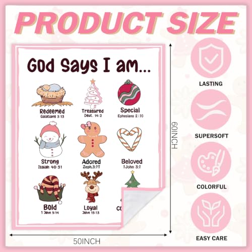 God Says I Am Blanket Christian Religious Blanket Christmas Variation