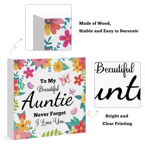 Aunt-Style Wooden Sign for Home Office Desk Decor - Christmas Birthday Gift from Niece Nephew - Variation 5