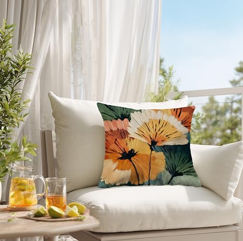 Boho Floral Throw Pillow Cover 18x18 Inch, Abstract Design - Variation 8