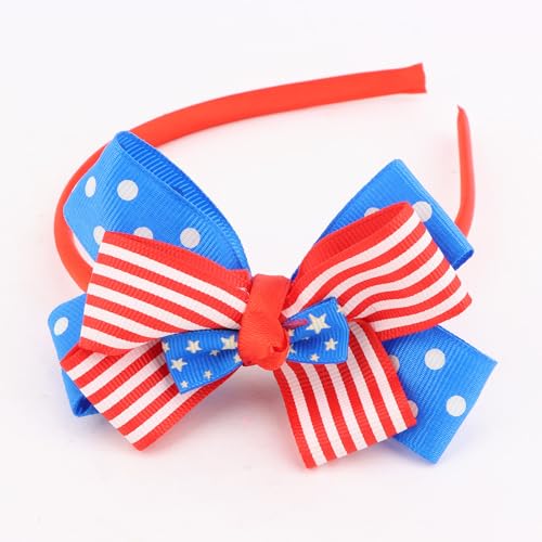 CURASA 4th of July Bow Headband - Patriotic USA Flag Hair Accessory